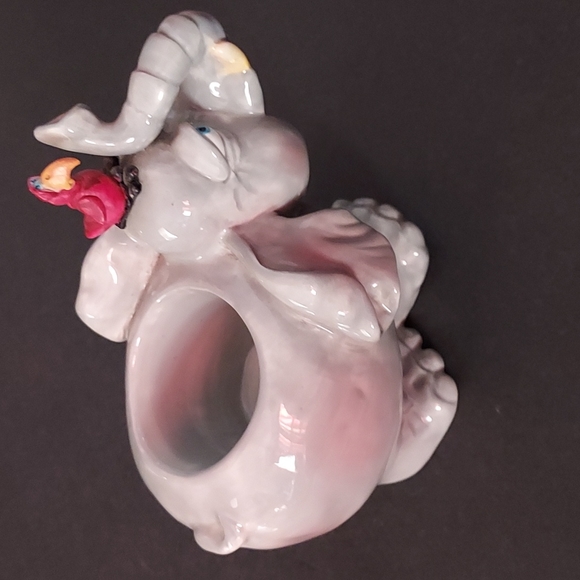 Elephant w/Cardinal on head Votive Holder sz. 5 3/4  inches Hx 6inches W. Multi. - Picture 3 of 8